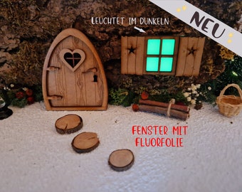 Wichteltür Fenster mit Fluoreszierende Folie / Wichtelzubehör Miniatur