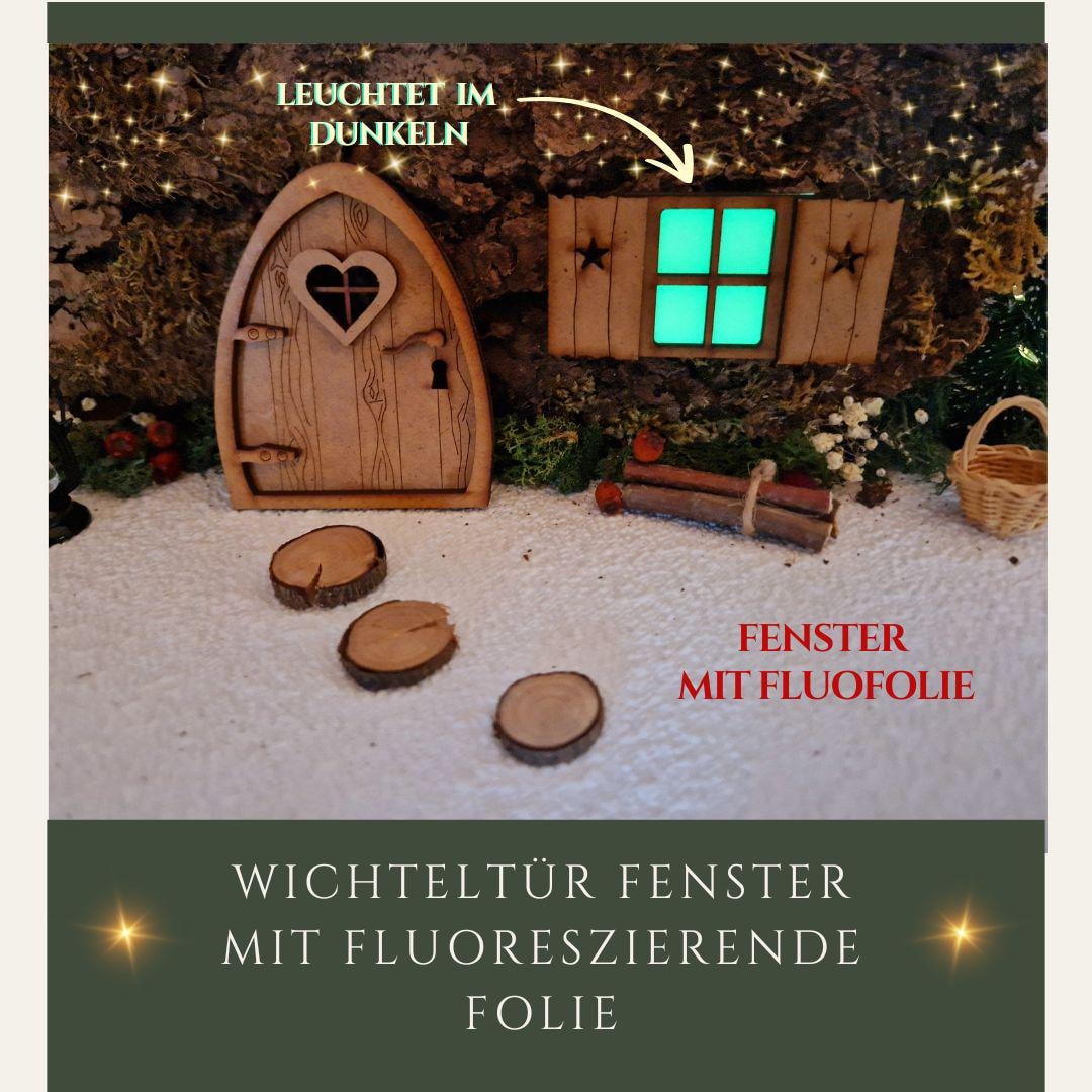 Gnome Door Window With Fluorescent Foil / Gnome Accessories