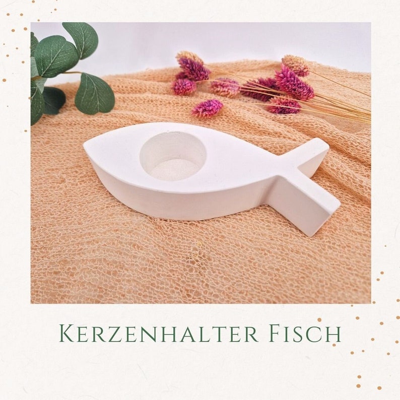 Fish candle holder for communion candles Weiß