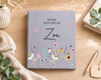 Pochette personnalisée pour certificats / Certificats / Pochette scolaire / Pochette en lin pour certificats / ZM-063