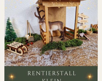 Gnomo in miniatura con stalla per renne / W-009
