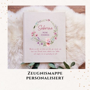 Zeugnismappe personalisiert BK16/ Urkunden/ Ordner Schule/ Leinen Zeugnisordner / ZM-039