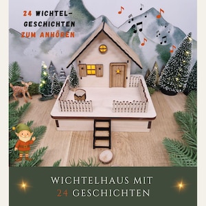 Mini kabouterhuisje Jonte met 24 kabouterverhalen – handgemaakt uniek stuk van hout/W-177