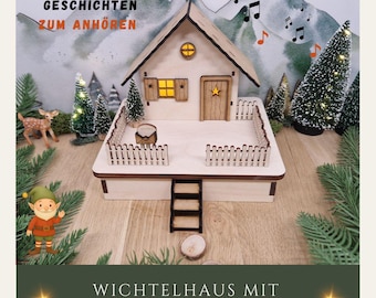 Mini maison de gnomes Jonte avec 24 étages de gnomes – pièce unique faite à la main en bois/W-177