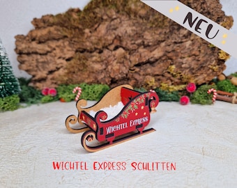 Wichtelzubehör Schlitten Wichtel Express /Miniatur Zubehör