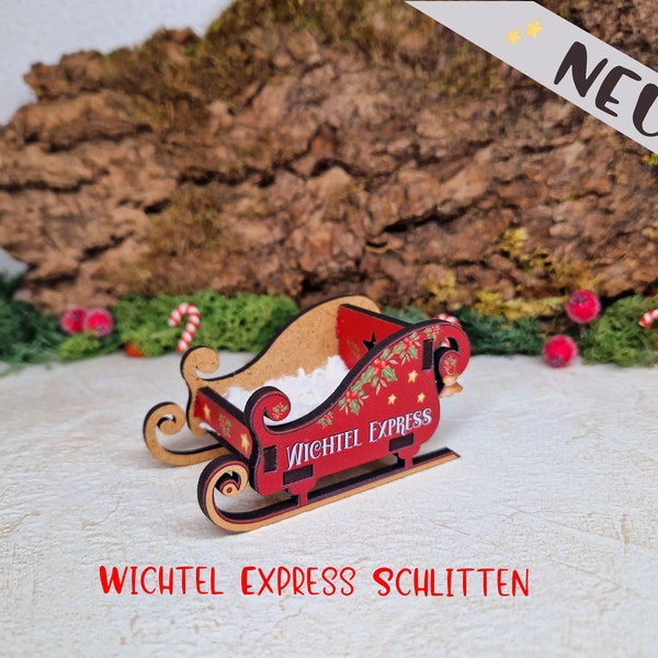 Wichtelzubehör Schlitten Wichtel Express /Miniatur Zubehör