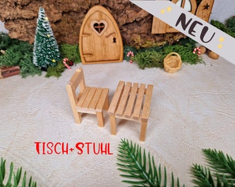 Wichtelzubehör - Mini-Stuhl/Tisch Set/ Miniatur Zubehör