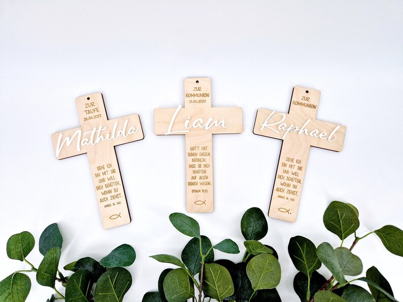 Personalized wooden cross/baptism gift/communion gift/godfather gift image 7