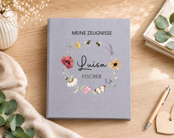 Pochette personnalisée pour certificats / Certificats / Pochette scolaire / Pochette en lin pour certificats / ZM-064