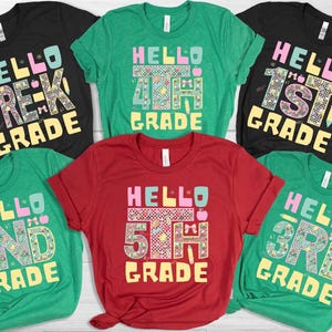 Hello Grade T-Shirt or Sweatshirt • Back to School Teacher Preppy Shirt • Pre-K to 5th Grade Shirt • Kids & Adult School Outfit • Hello 5th