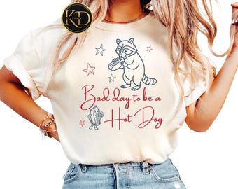 Camiseta Bad Day To Be A Hot Dog Comfort Colors, divertida camiseta de mapache, camiseta gráfica patriótica para amantes de la comida, regalo de barbacoa de verano, camiseta de perrito caliente del 4 de julio