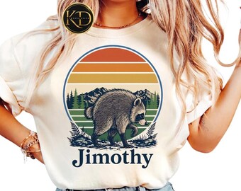 Jimothy Raccoon Shirt Comfort Colors Cute Baby Raccoon Vintage Wildlife Graphic Tee Retro Sunset Nature Shirt Funny Trash Panda Unisex Gift