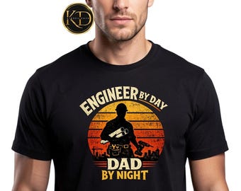 Camiseta divertida para papá ingeniero, regalo de ingeniería para papá, camiseta vintage con puesta de sol, regalo del Día del Padre para papá ingeniero, camiseta de trabajador de la construcción