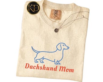 Camiseta Dachshund Mom Comfort Colors, linda camiseta para amantes de los perros salchicha, camiseta minimalista con estampado de perro salchicha, regalo para mamás de mascotas, top casual