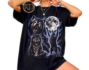 Wolf Moon Vintage 90s Graphic Comfort Colors Shirt Wolf Graphic Tee Howling Wolf Shirt Wildlife Nature Lover Gift Animal Unisex Tee