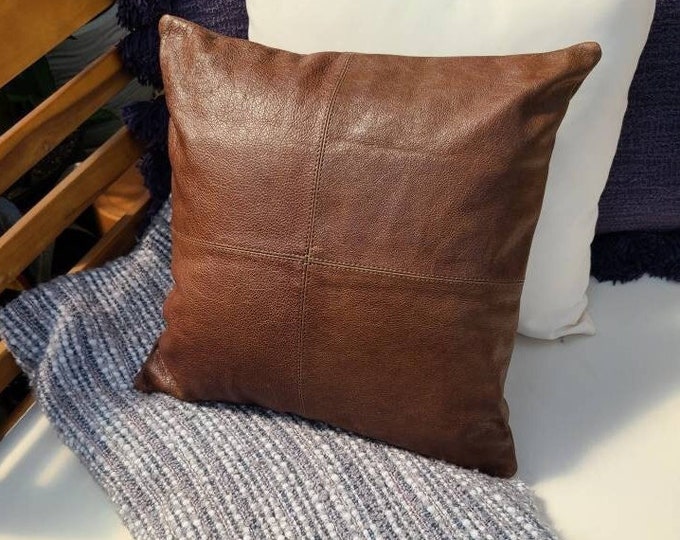 100 Leather Brown Pillow Cover Brown Leather Throw Pillow Etsy