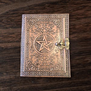 Celtic Star Leather Writing Journal - Brown Leather Journal - Celtic Pentagram Journal - Medieval Grimoire - Book of Shadows  - 8 x 6