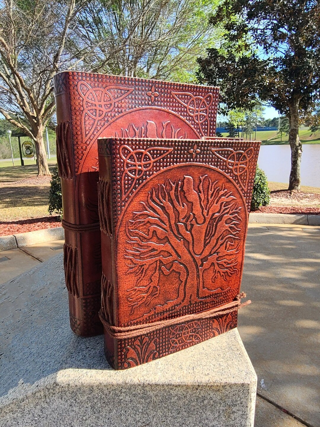 Embossed Tree of Life Leather Journal - Handmade Celtic Book of Shadows ...