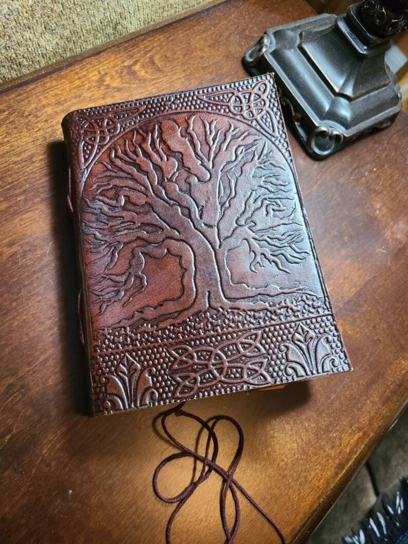 Embossed Tree of Life Leather Journal - Handmade Celtic Book of Shadows ...