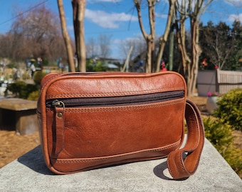 Leather Toiletry Bag - Leather Travel Dopp Kit - Leather Wash Bag - Leather Pouch - Leather Shaving Kit Travel Bag - Leather Cosmetic Bag