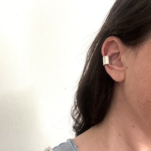 WIDE Chunky Silver Ear Cuff, Minimalist Ear Cuff, Cartilage No Piercing Earring, Minimalist Ear Climber, Simple design handmade jewelry