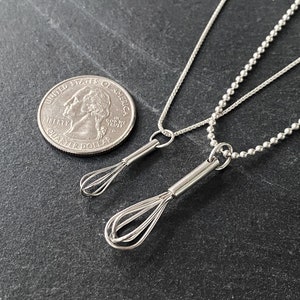 Tiny mini Sterling Silver Whisk Pendant Necklace for Baker Pastry Chef, Pastry Chef Graduation Gift, Chef Birthday St Valentine Gift