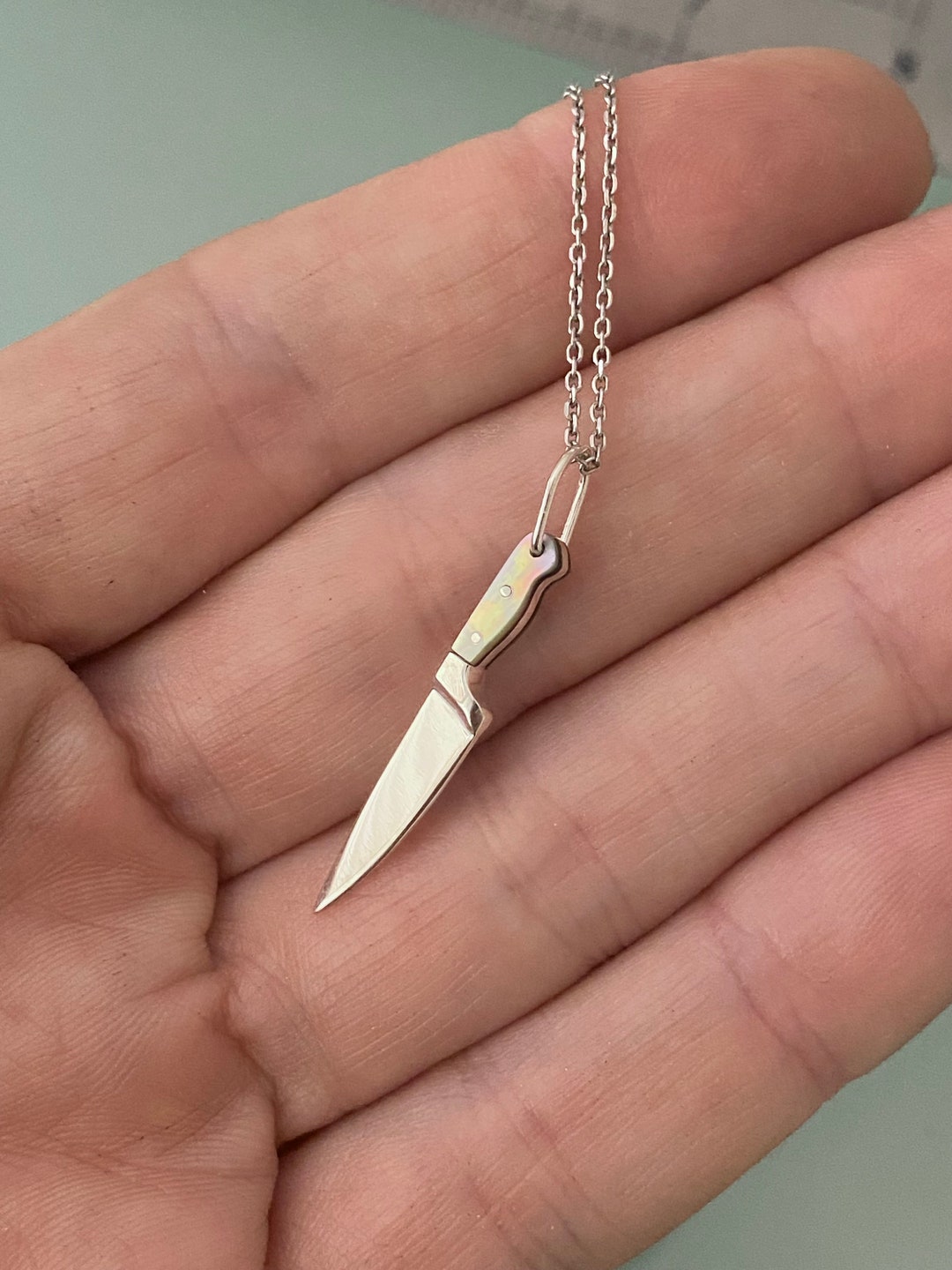 Miniature Chef Knife Pendant, Pastry Chef Graduation Gift, Small Ebony