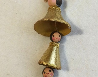 Vintage 3 Tier Hanging Angels - Vintage Paper Mache Angels - Midcentury Christmas Decoration