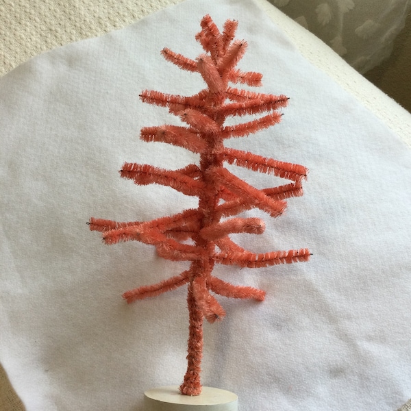 Vintage Pink Chenille Tabletop Tree - Vintage Chenille Christmas Tree