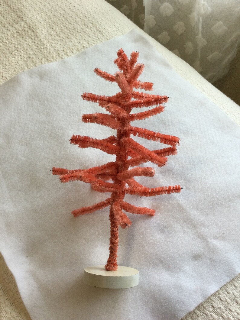 Vintage Pink Chenille Tabletop Tree Vintage Chenille Christmas Tree Etsy