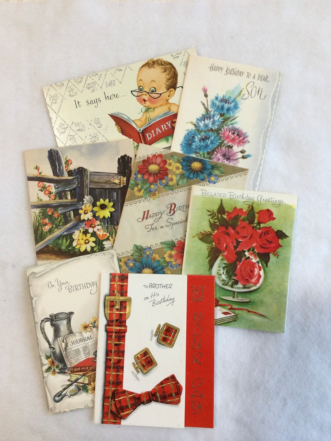 Vintage Lot 7 Unused Birthday Cards - Vintage Lot Greeting Cards ...
