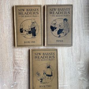 Vintage Lot 3 New Barnes Readers The Kearny Plan Textbooks - 1924 School Reading Books - Homeschool Reading - School Ephemera