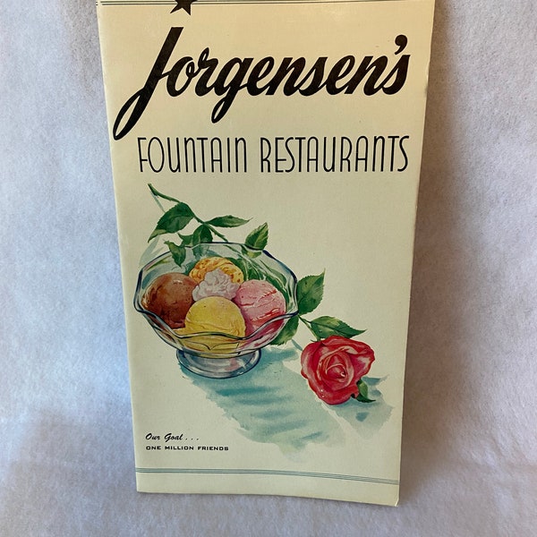 Vintage 1943 Restaurant Menu - Vintage Jorgensen's Fountain Restaurant Menu