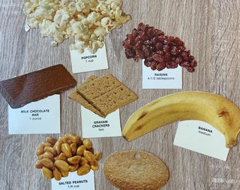 Vintage Snack Food Die Cuts: Nutrition Ephemera, Set of 7