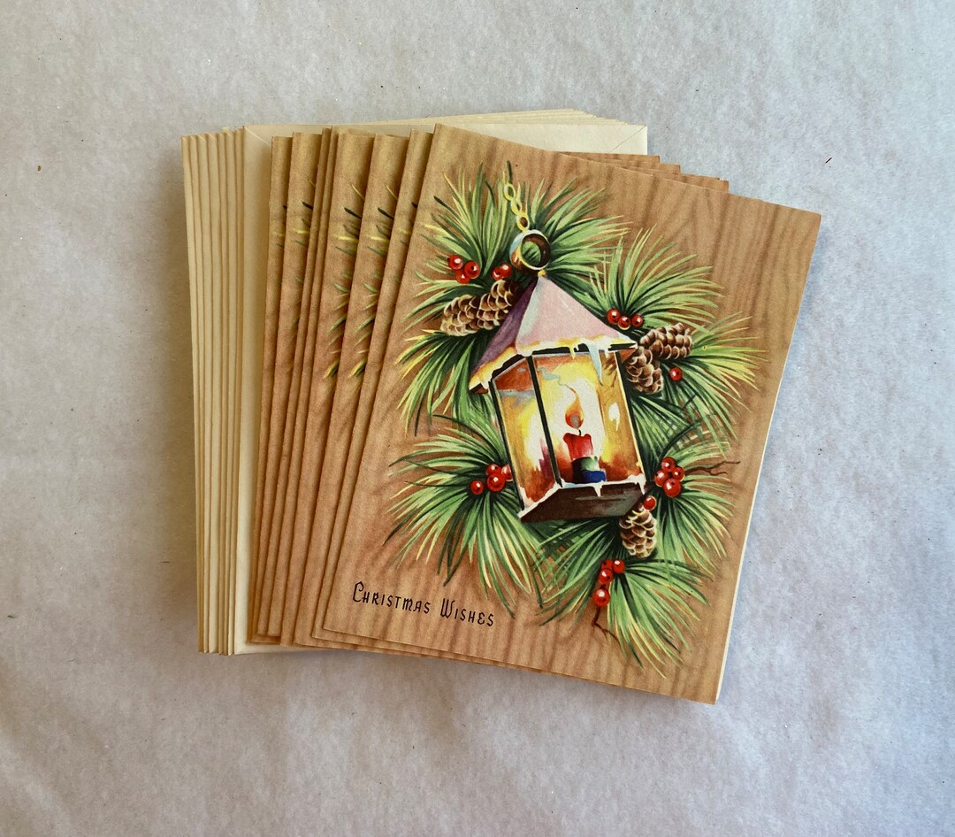 Vintage Unused Christmas Cards Vintage Christmas Lantern Etsy