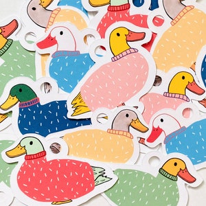 12 Étiquette canard, étiquette cadeau de Noël, lot d'étiquettes cadeaux, étiquette cadeau, emballage cadeau canard, étiquette amusante, décoration de Noël canard, cadeau maman canard pour elle, cadeau hygge