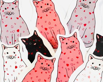 Valentines Cat sticker, Mothers Day Gift, cute sticker, Cat stationery, cat mom gift for her, sticker gift for friend, Cat Lover gift