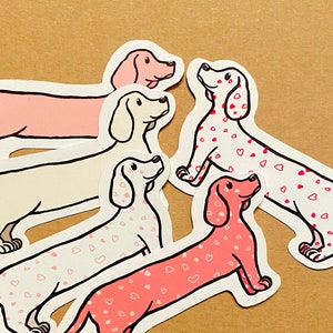 Valentines Dachshund sticker, Mothers day gift for her, cute sticker, sausage dog sticker, dog mom gift, doxie sticker, Kawaii sticker pack image 2