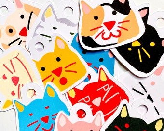 12 Cat head tag, Christmas gift tag, Gift tag set, present tag, cat gift wrap, Fun tag, cat Christmas decor, Best holiday gift for her