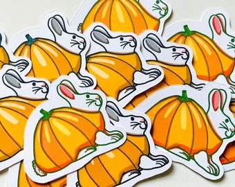 Halloween rabbit sticker, cute Halloween sticker, Spoopy sticker, bullet journal sticker, pumpkin sticker, cottagecore sticker gift for her