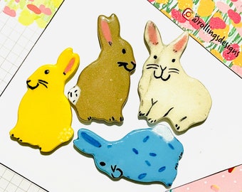 Bunny Rabbit Magnet, imán de nevera, decoración cottagecore, regalo de amante del conejo de cerámica para ella, regalo casero para un amigo, imán de cerámica en Canadá