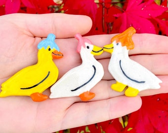 MADE TO ORDER Ceramic flower Duck Magnet, Fridge Magnet, Animal Decor, duck meme, farmhouse decor, ceramic magnet, cottagecore decor