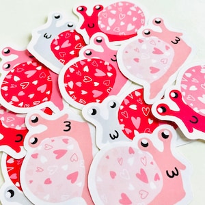 Sticker escargot Saint-Valentin, cadeau Saint-Valentin, pack d'autocollants kawaii, autocollant mignon, cadeau Saint-Valentin, cadeau escargot mignon pour elle, autocollant Cottagecore