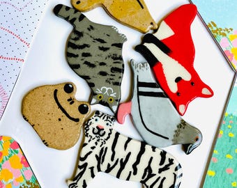 Ceramic animal magnet, One of a kind, kitchen magnet, gift for women, animal decor, quirky home decor, best gift for mom, home gift for her