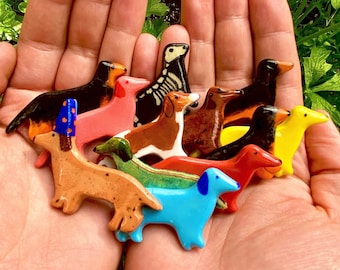 MADE TO ORDER Ceramic dachshund Magnet, Fridge Magnet, dog mom gift, ceramic magnet, dachshund gift for him, Housewarming gift for her