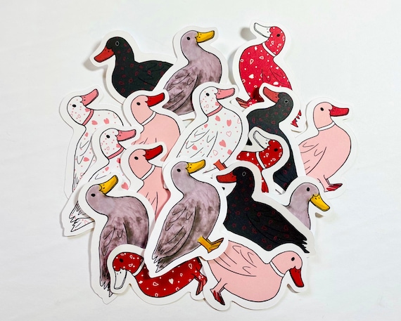 Valentines Duck sticker, valentines gift, self gift for her, cute sticker, duck lover gift for mom, duck gift, Mothers Day gift