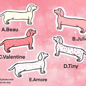 Valentines Dachshund sticker, Mothers day gift for her, cute sticker, sausage dog sticker, dog mom gift, doxie sticker, Kawaii sticker pack image 3