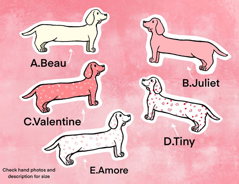 Valentines Dachshund sticker, Mothers day gift for her, cute sticker, sausage dog sticker, dog mom gift, doxie sticker, Kawaii sticker pack image 3