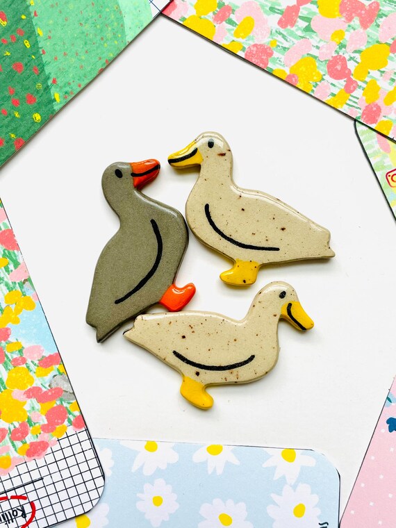 Ceramic Duck Magnet, Fridge Magnet, Duck Lover Gift for her, cute galentine gift, ceramic magnet, unique gift for her, valentine couple gift