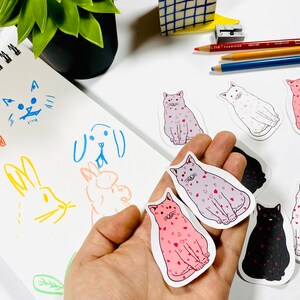 Valentines Cat sticker, Mothers Day Gift, cute sticker, Cat stationery, cat mom gift for her, sticker gift for friend, Cat Lover gift image 2